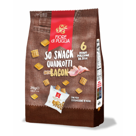 Quadrotti al Bacon Multipack 35gr x 6pz Fiore di Puglia