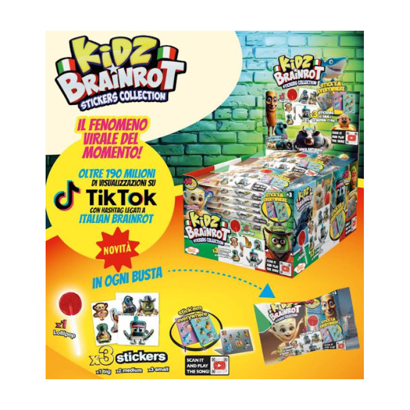 Brainrot Lecca Lecca Lollypop + 3 Stickers x 24pz