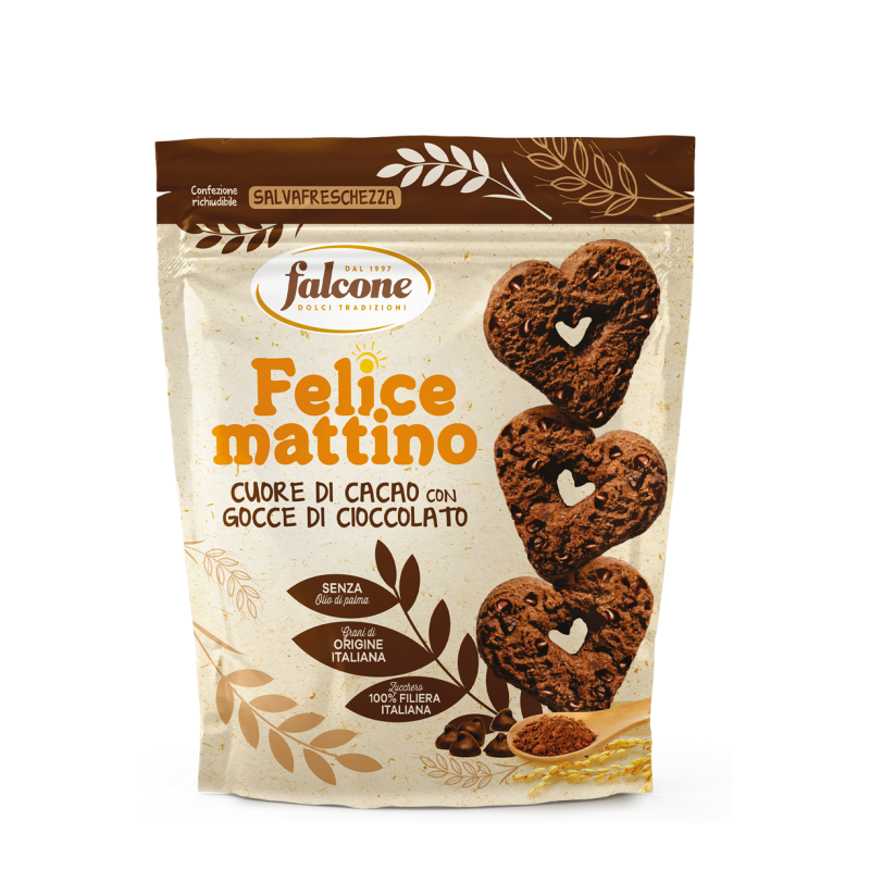 Felice Mattino Cuore di Cacao con Gocce di Cioccolato 500gr Falcone Dolciaria
