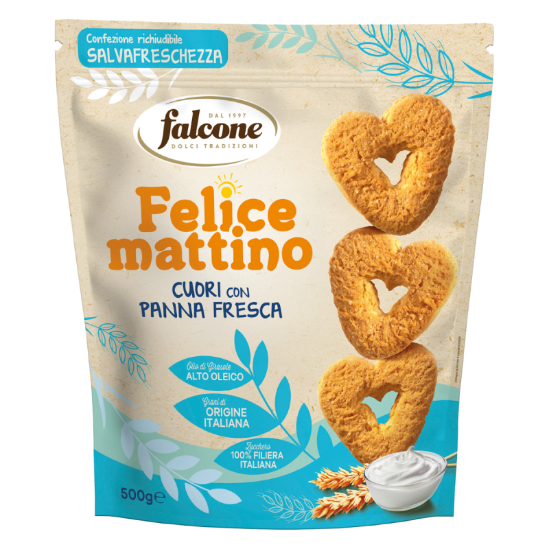 Felice Mattino Cuori con Panna Fresca 500gr Falcone Dolciaria