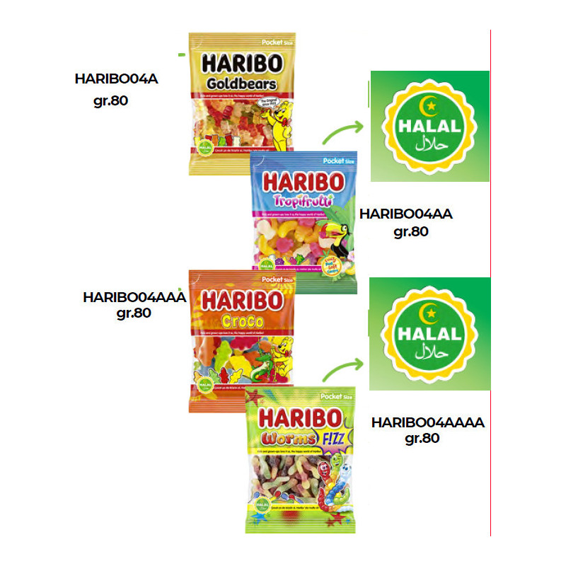 Haribo Mix HALAL da 80gr x 30pz